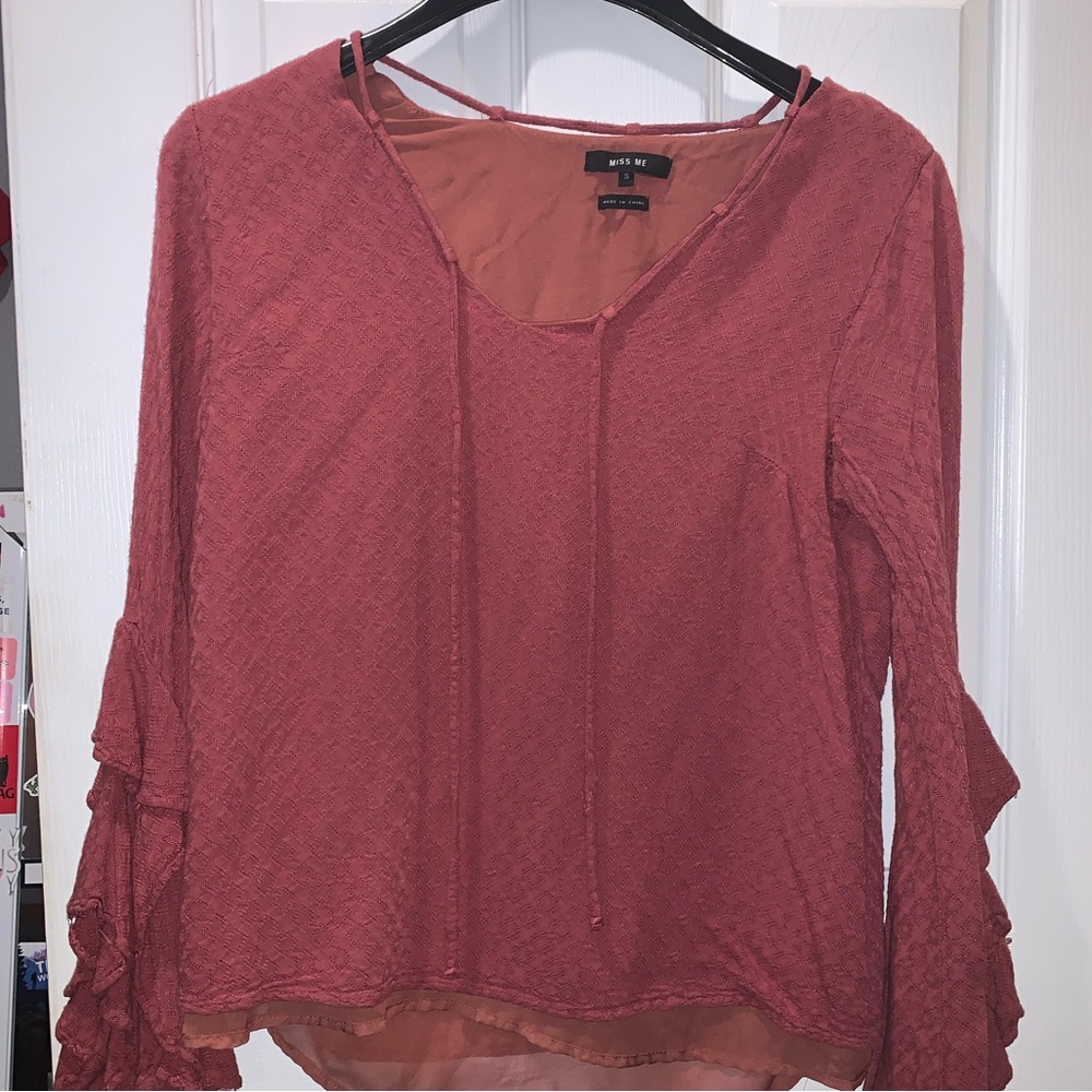 Miss Me Long Sleeve Ruffle Blouse